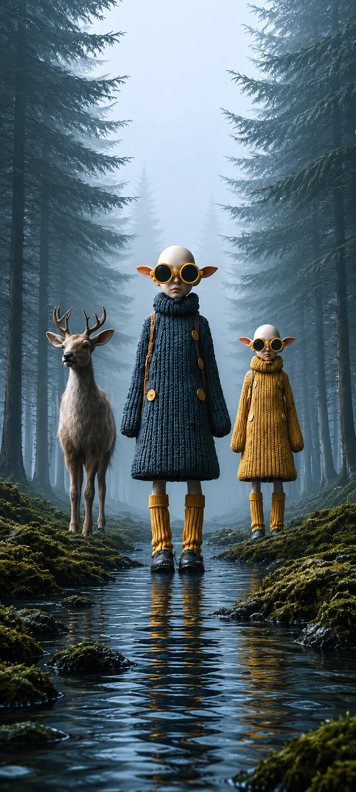 mystische fantasy figuren im nebligen wald als kostenlose hintergrundbilder 4k und iphone hintergrundbilder.