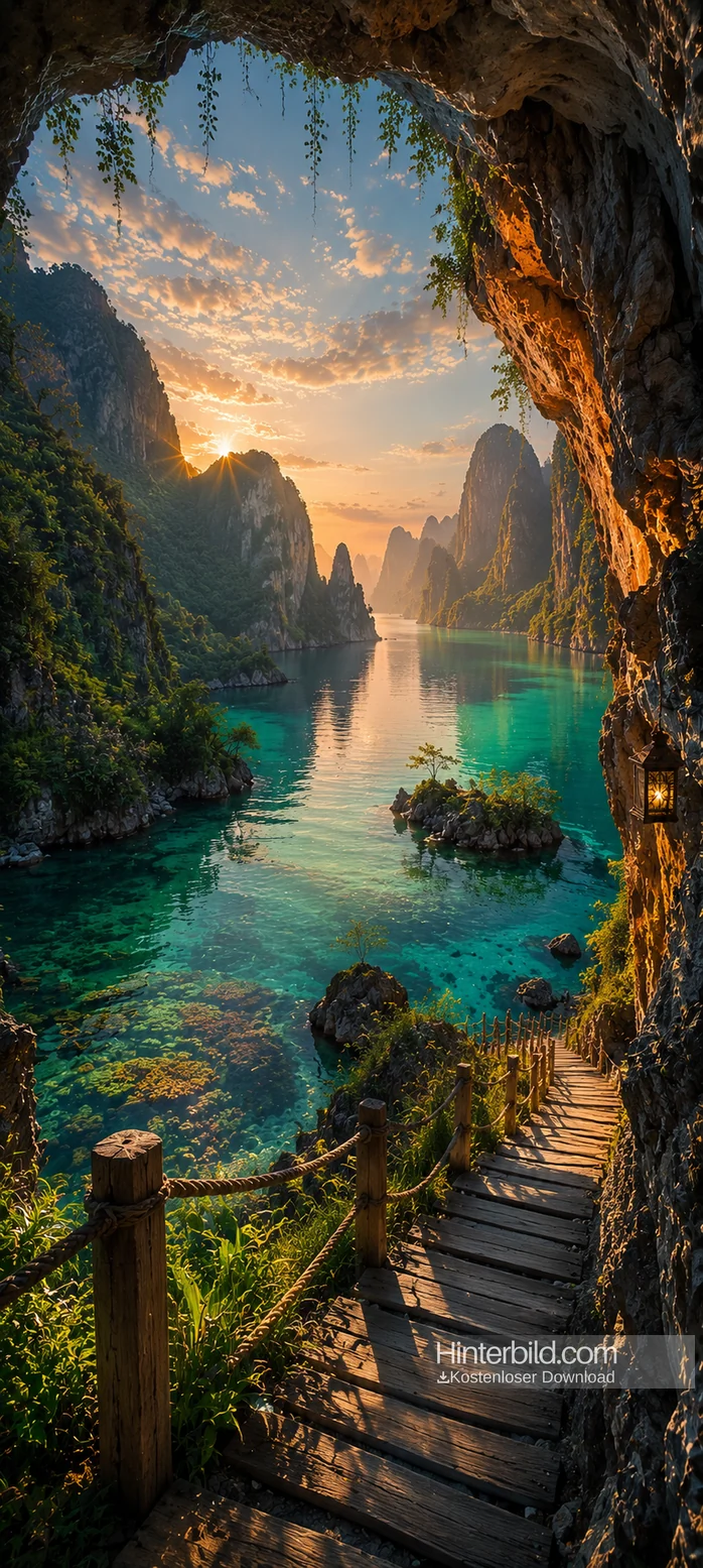 Mystisches Natur Wallpaper 4K – Versteckte Lagune in der Höhle