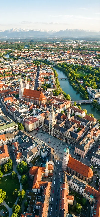 München aus der Vogelperspektive: 4K Panorama-Hintergrundbild