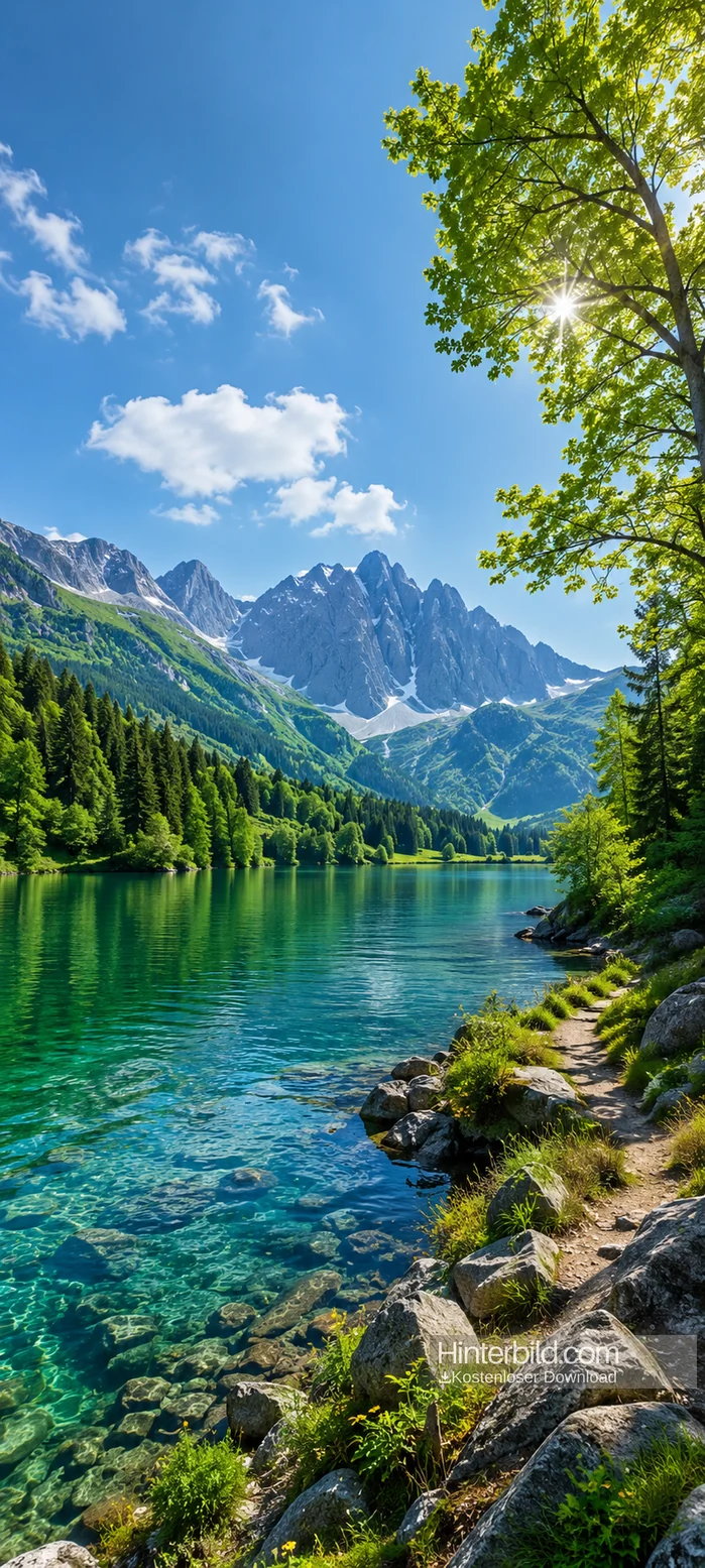 Natur Hintergrundbilder in 4K – Atemberaubender Bergsee Wallpaper für dein Handy