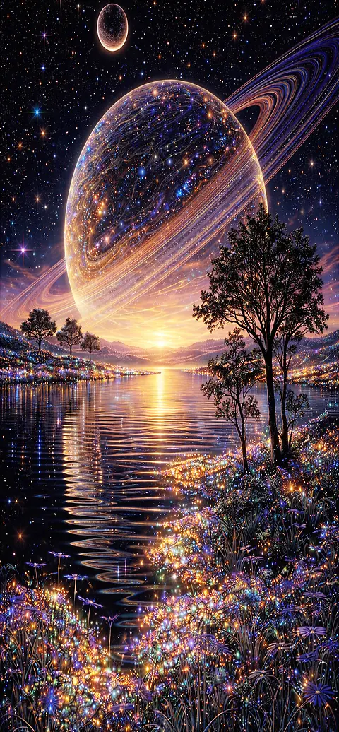 Saturn Landschaft Wallpaper 4K – Traumhaftes Hintergrundbild für iPhone & Handy