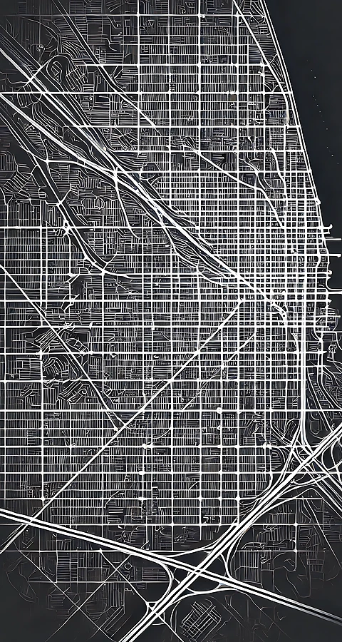 Schwarz Weiß Stadt Karte Hintergrundbild – iPhone & Samsung Wallpaper 4K