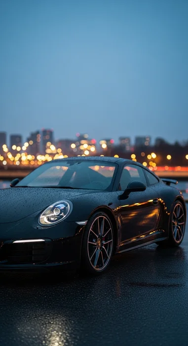 Schwarzer Porsche 911 Wallpaper 4K – Hochwertige Hintergrundbilder fürs Handy