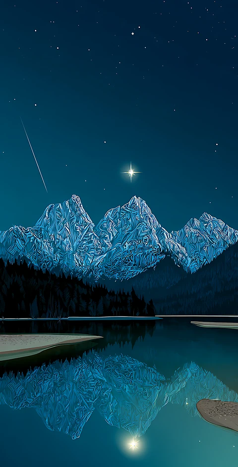 Sternenhimmel & Berge am See – Handy Hintergrundbilder in 4K