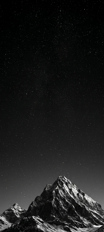 Sternenhimmel über dem Berg – Minimalistisches Nacht Handy Hintergrundbild in 4K