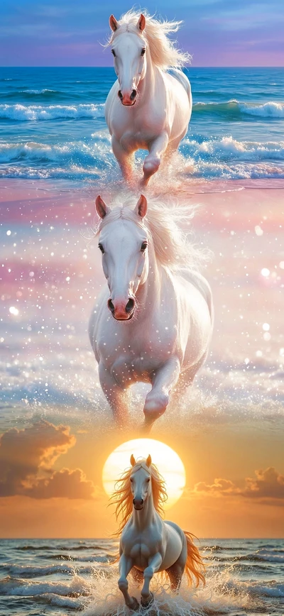 Ästhetisches Handy Hintergrundbild: Schimmel im Meer mit Pastellfarben und Glitzer