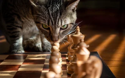 Tabby, Katze, Schach