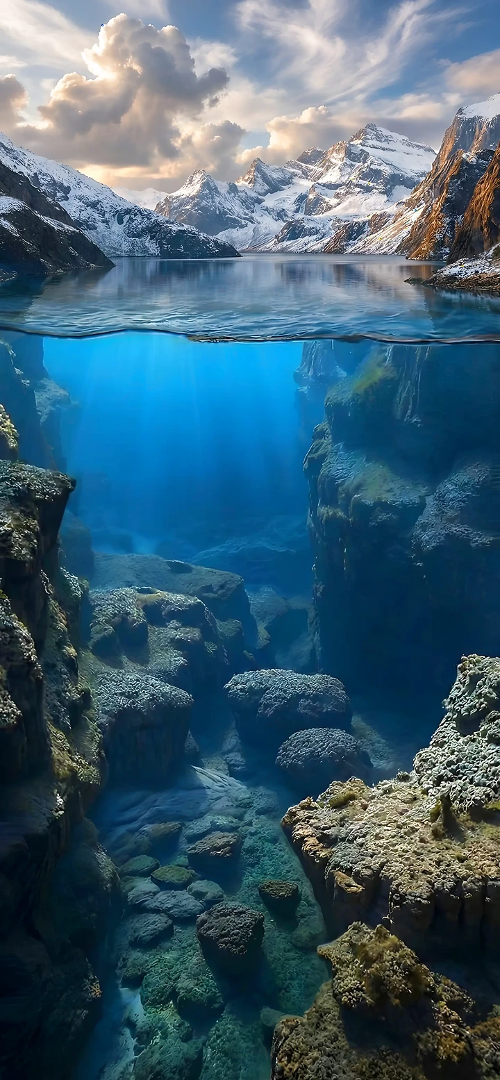 Magie der zwei Welten: Über & Unter Wasser – 4K Wallpaper & iPhone Hintergrundbilder (iOS 26 Ready)