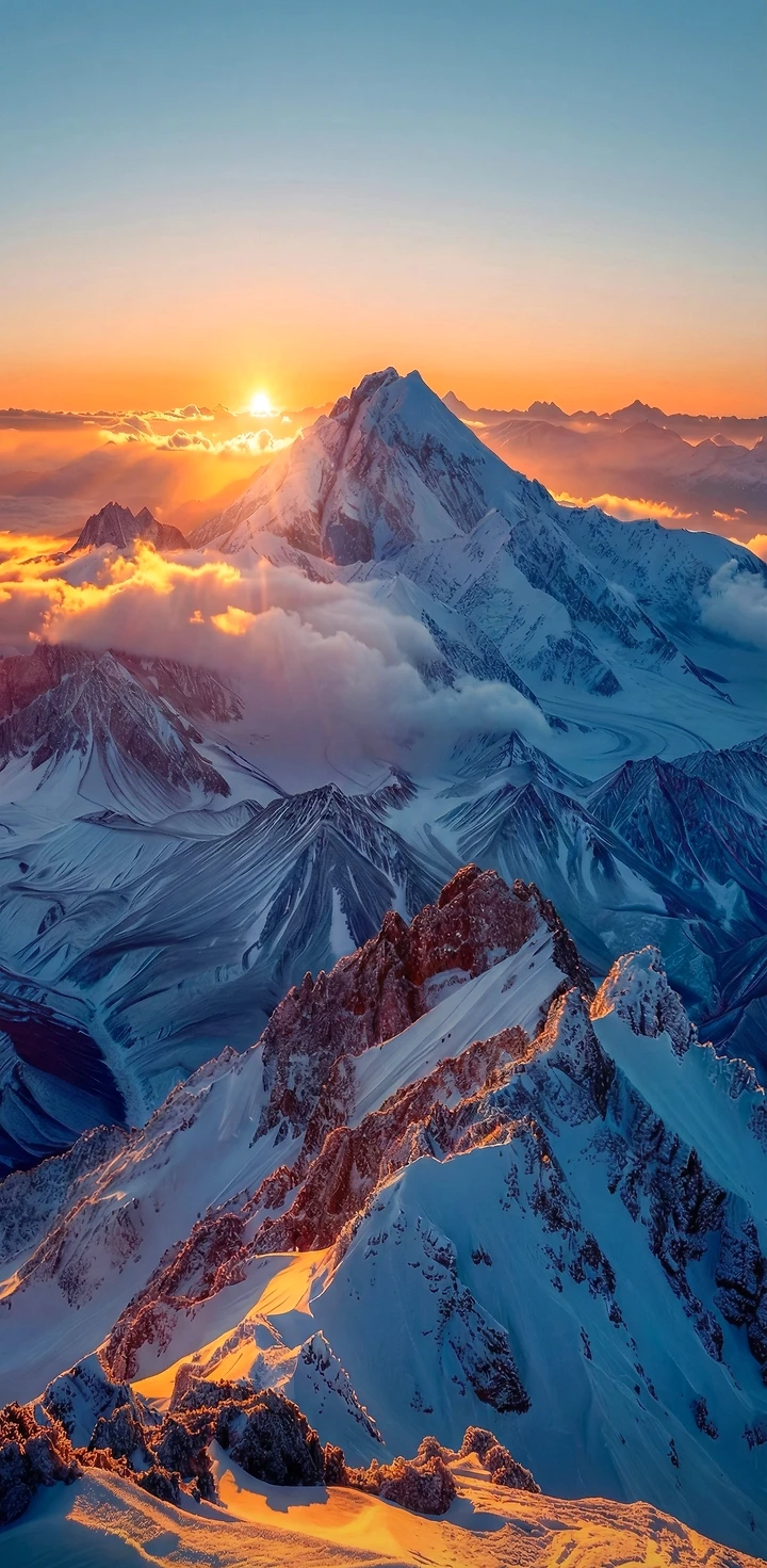 Majestätischer Sonnenaufgang über den Alpen – Golden Hour Handy Wallpaper