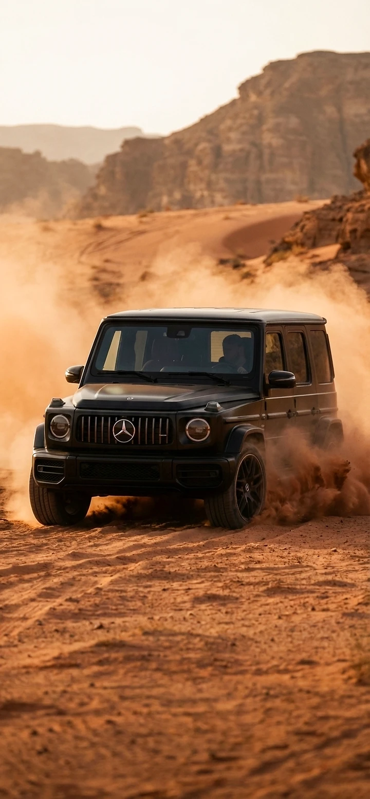 Mercedes-AMG G 63: Schwarze G-Klasse Wüsten-Wallpaper HD